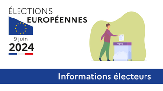 logo election européenne avec image d'un homme deposant un bulletin dans une urne